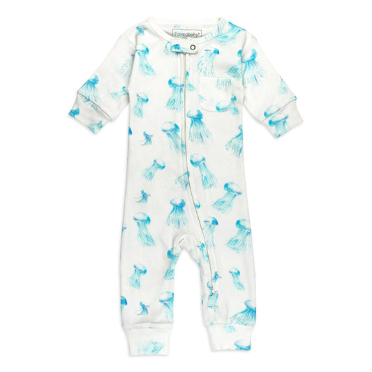 Organic Footless 2-Way Zipper Romper in Jellyfish