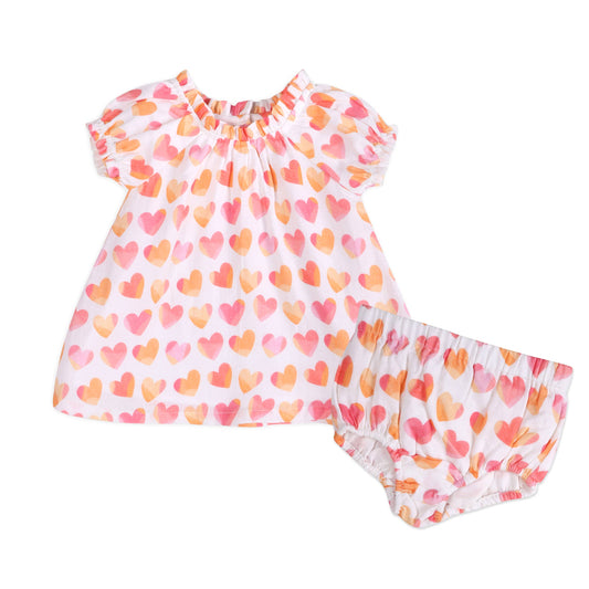 Hearts Baby Dress + Bloomer (Organic)