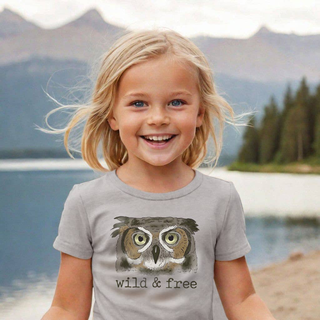Wild & Free Woodland Owl Nature Girl Outdoor Explore Boy Tee