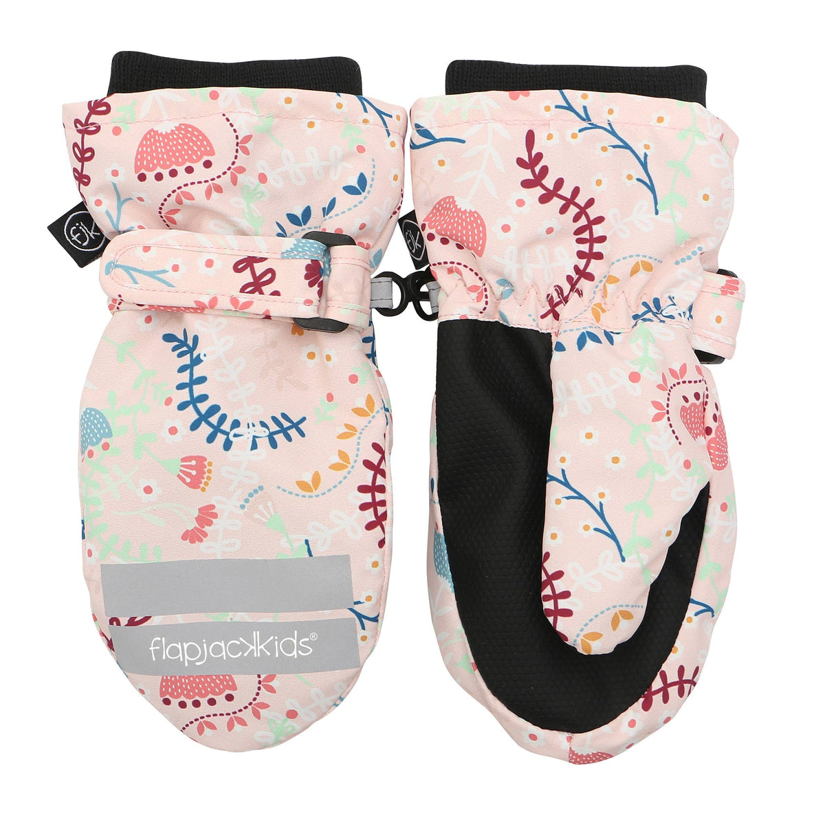 Water Repellant Ski Mittens - Floral Pink
