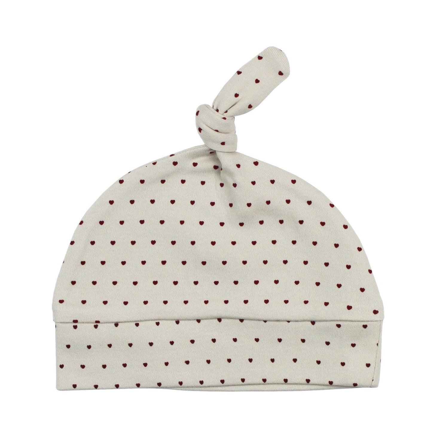 Crimson Mini Hearts | Organic Knotted Hat