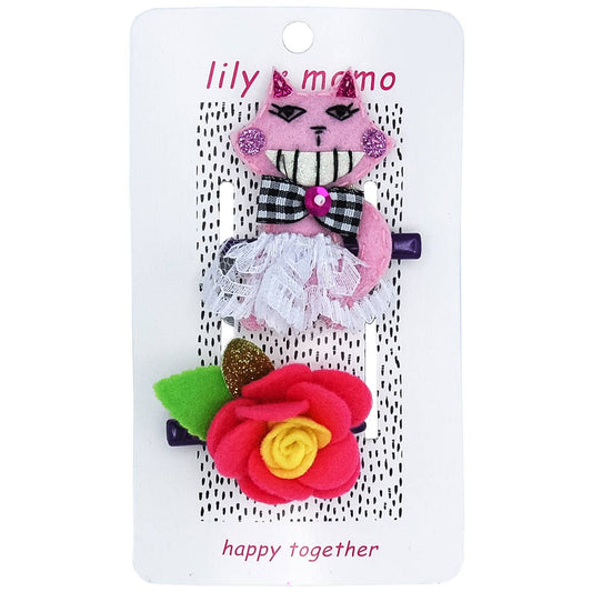 Crazy Kitty & Flower Kids Hair Clips | Multi