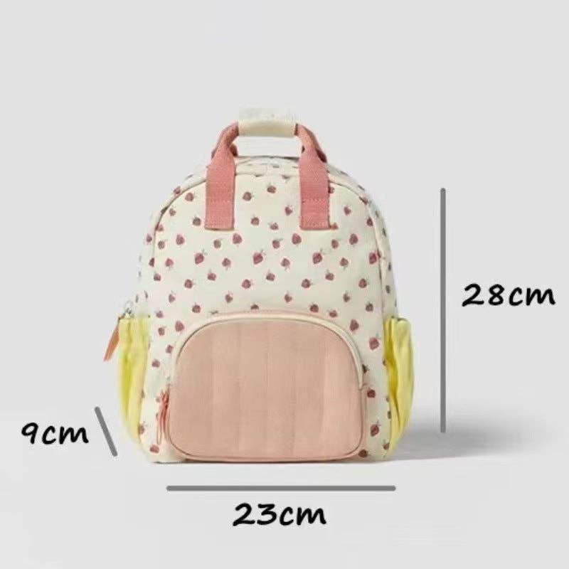 Strawberry Print Backpack Lightweight Casual Canvas Bag