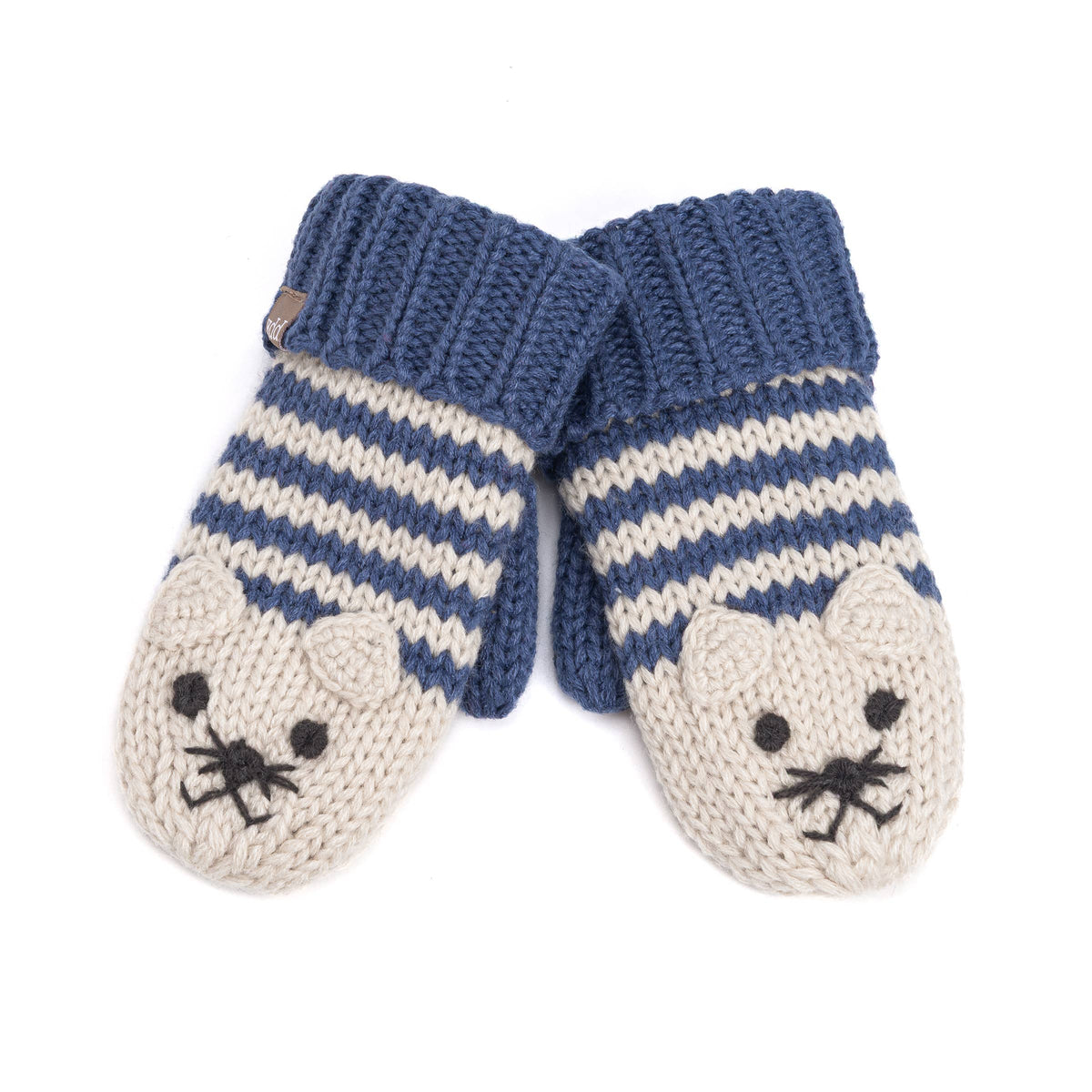 Knitted Cat Mittens - Toddler Boy / Little/ Big Kid - Blue