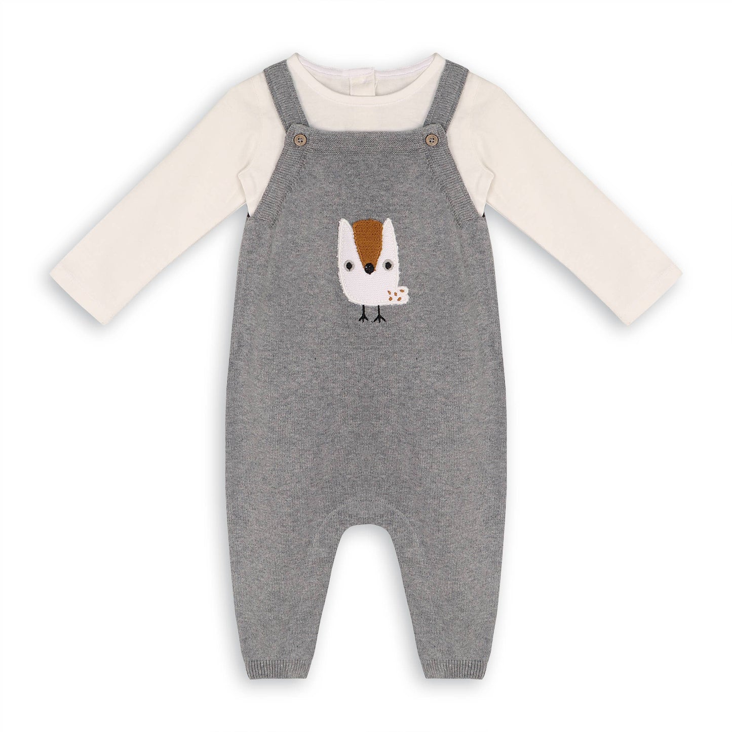 Owl Applique Sweater Knit Baby Overall & Bodysuit (Organic)