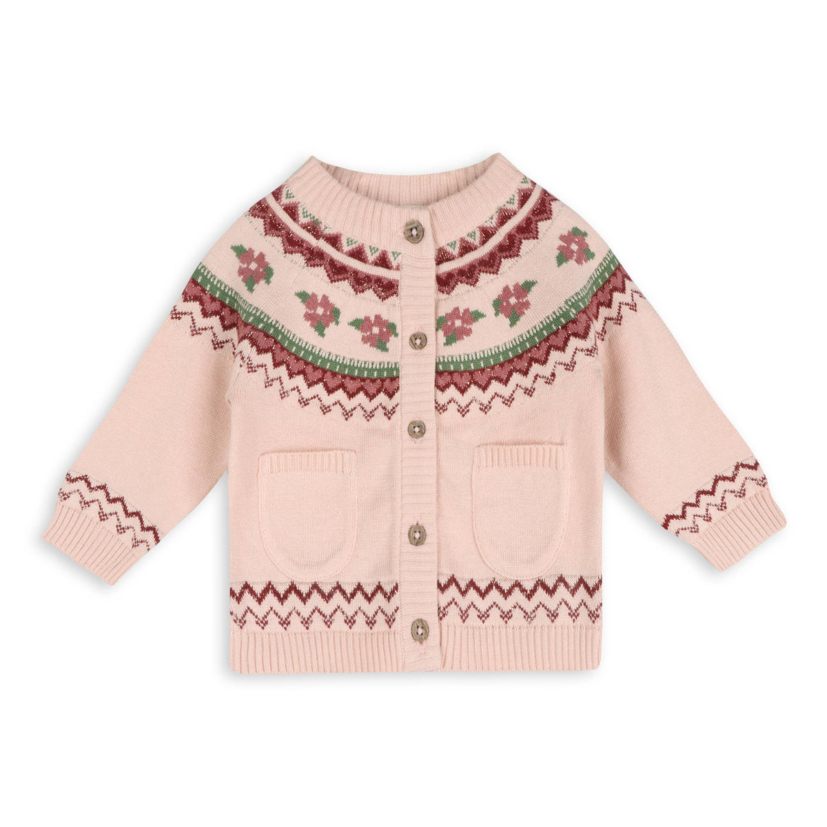 Lily Floral Fair Aisle Knit Baby Cardigan (Organic Cotton)