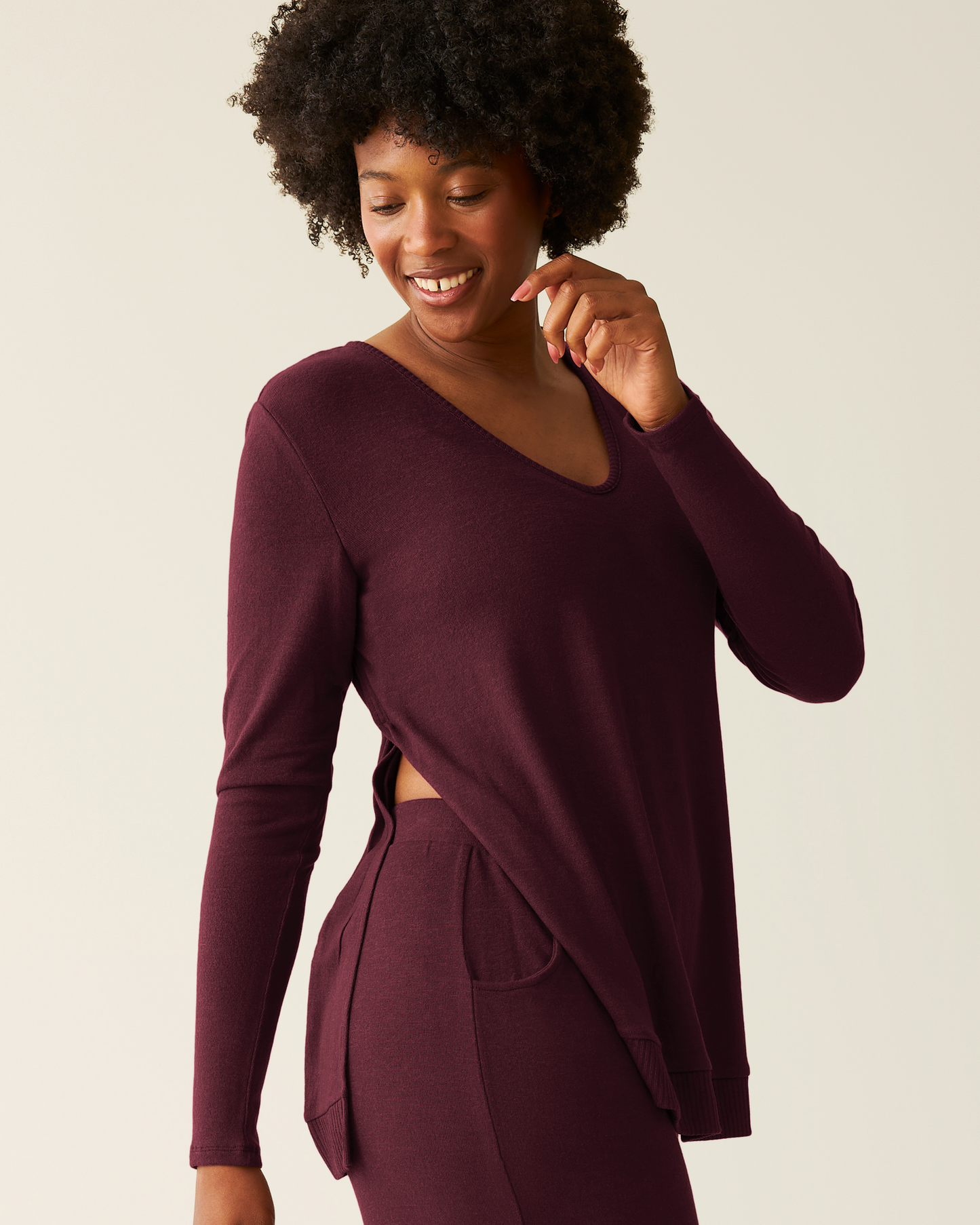 CozyKnit Maternity & Nursing V-neck Top