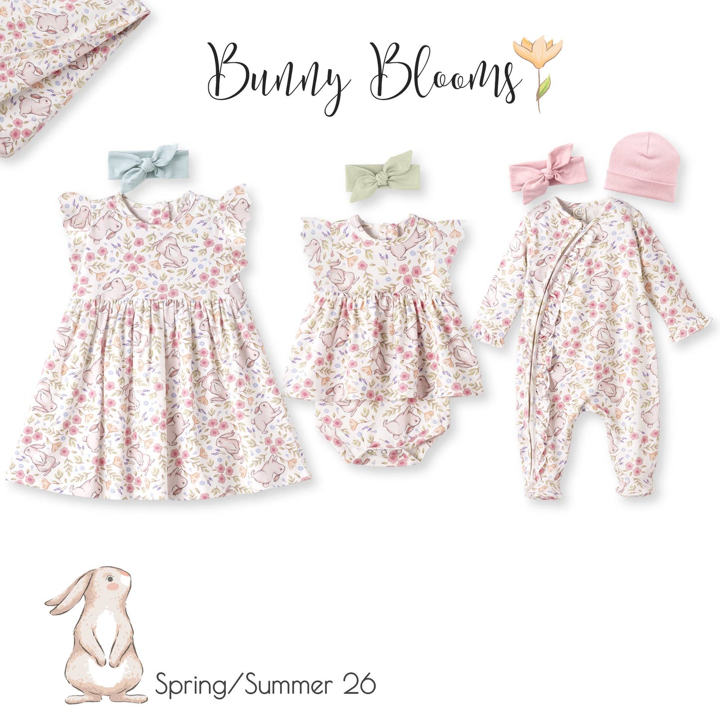 Bunny Blooms Soft Bamboo Zipper Romper for Easter