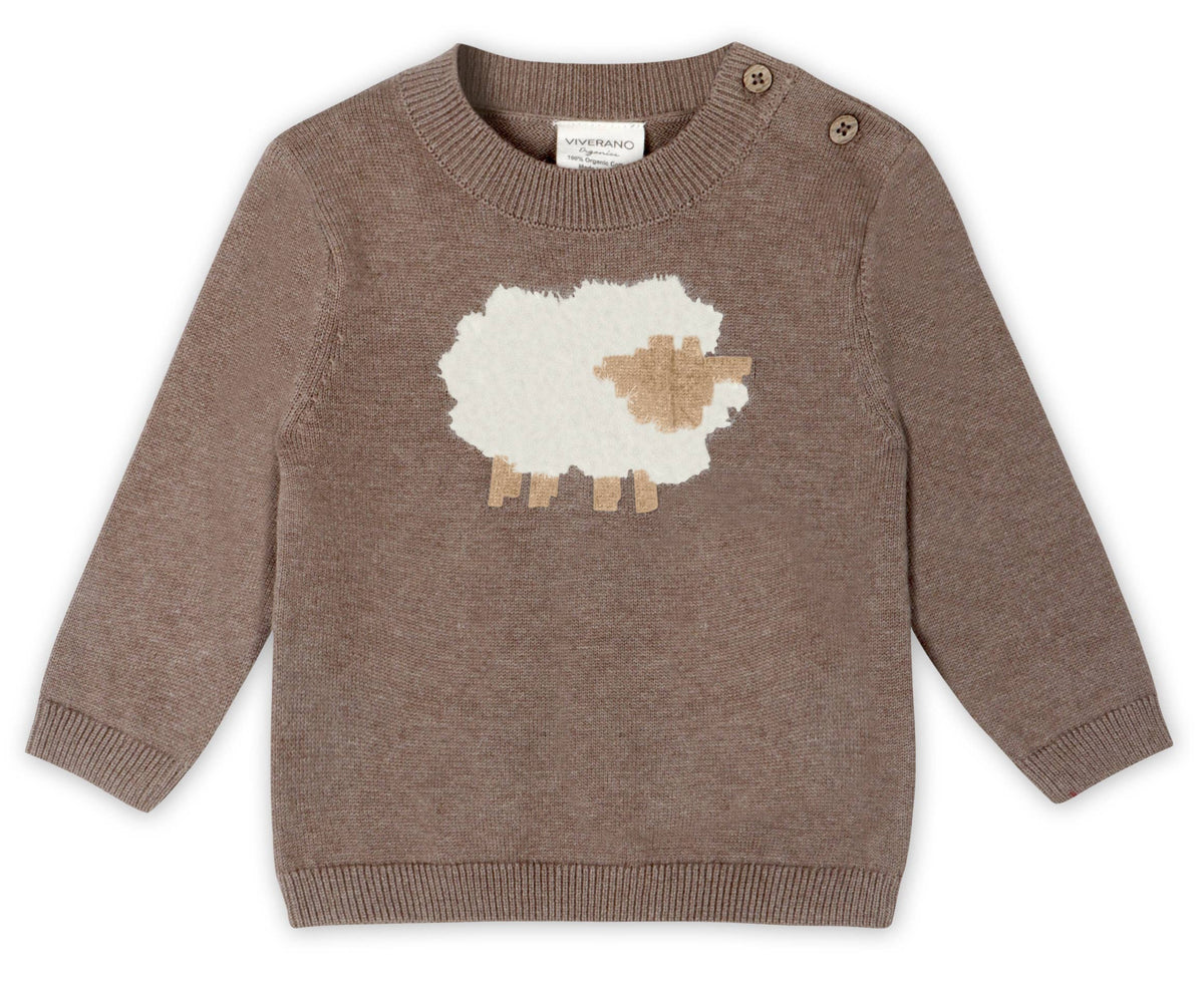 Sheep Jacquard Knit Baby Pullover & Pant SET Organic Cotton