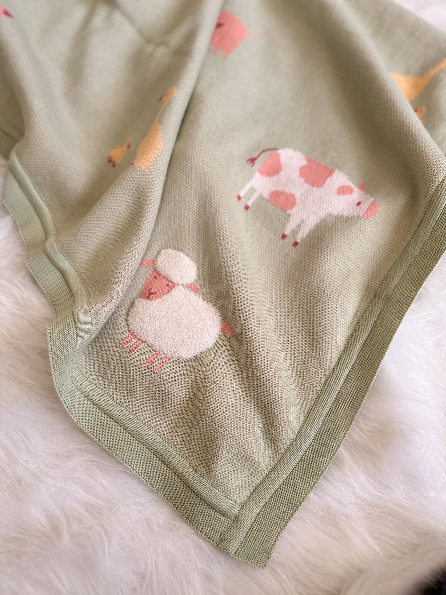 Farm Animals Knit Baby Blanket