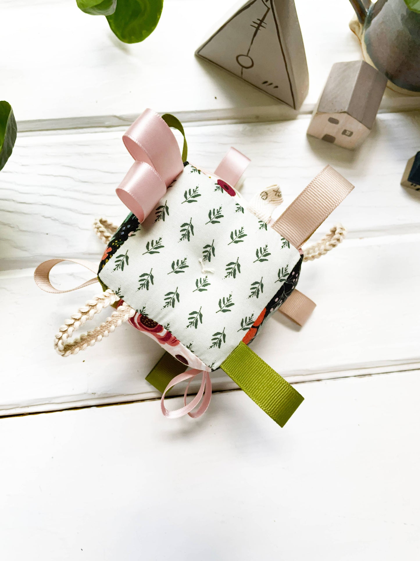 RIfle Paper Co. Floral Baby Block, Blush Pink Tag Toy