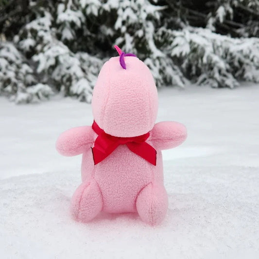 Happy Dinosaur Fleece Handmade Plush Doll - Pink