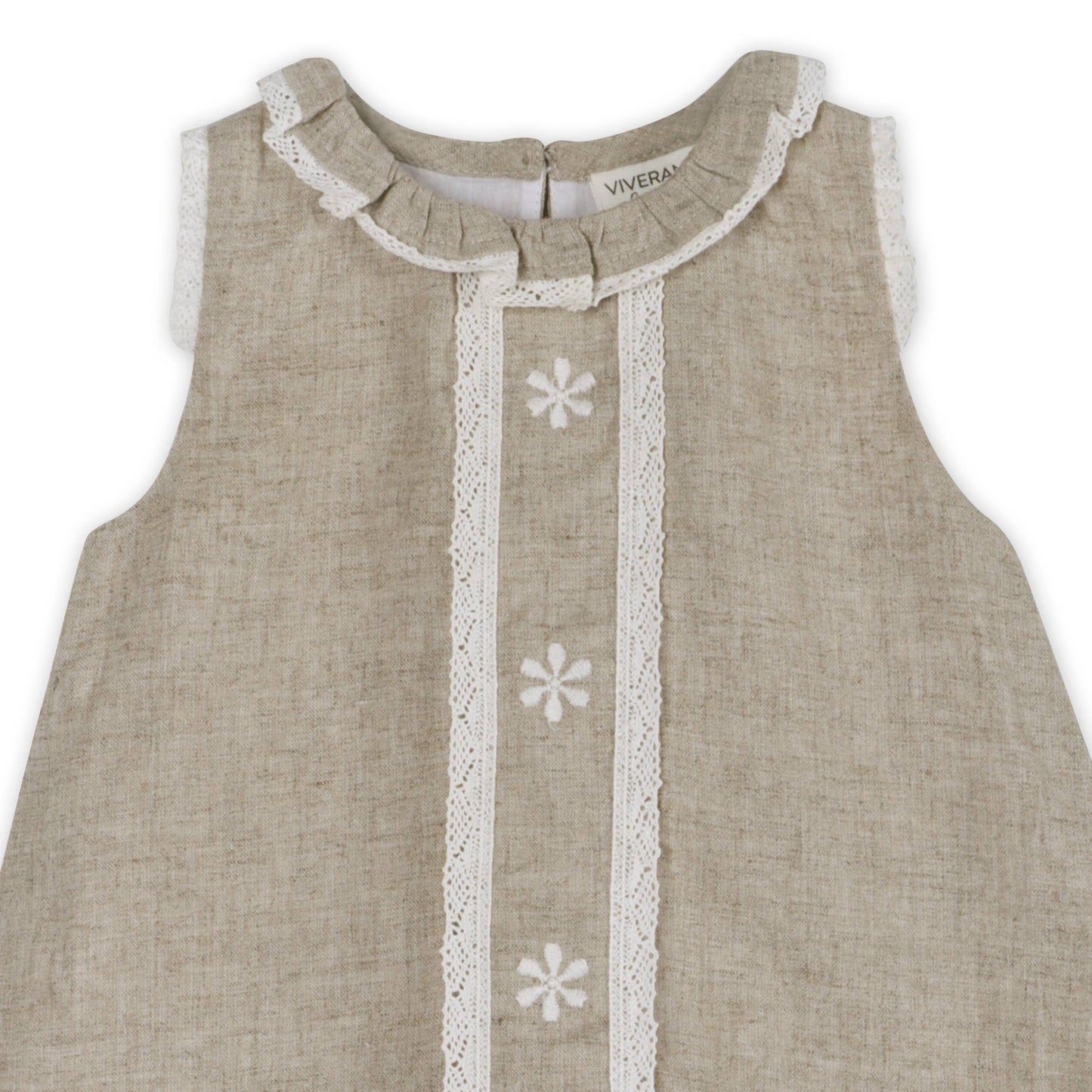 Kate Floral Embroidered Baby Dress + Bloomer (Linen Blend)