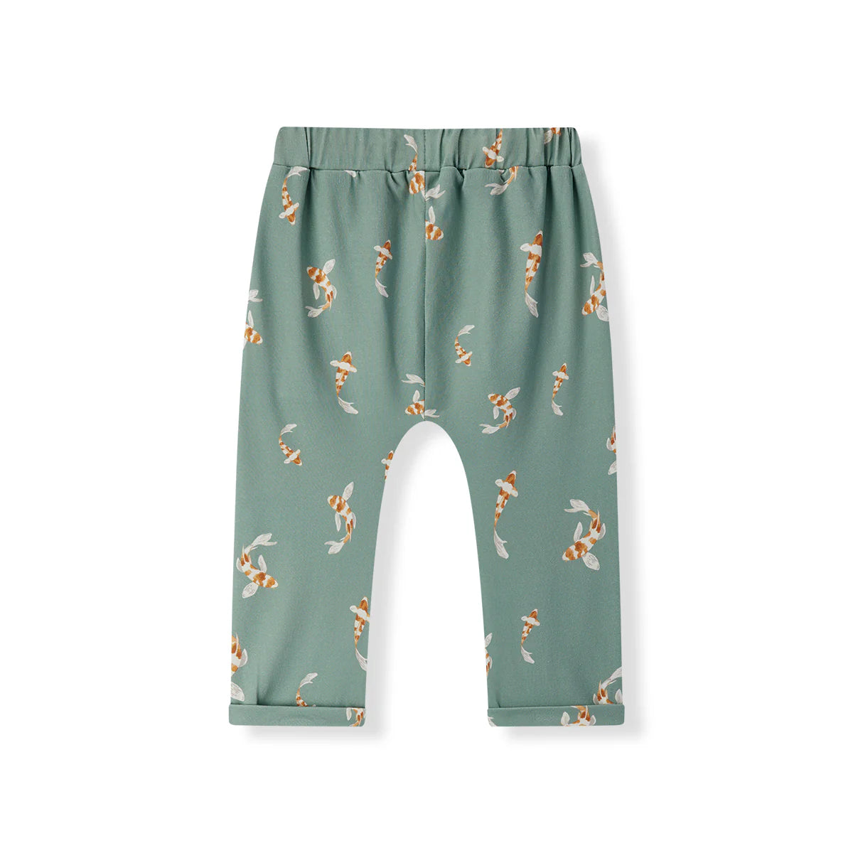 Cotton Stretch Long Sleeve One Piece Pant Set | Swimming Koi