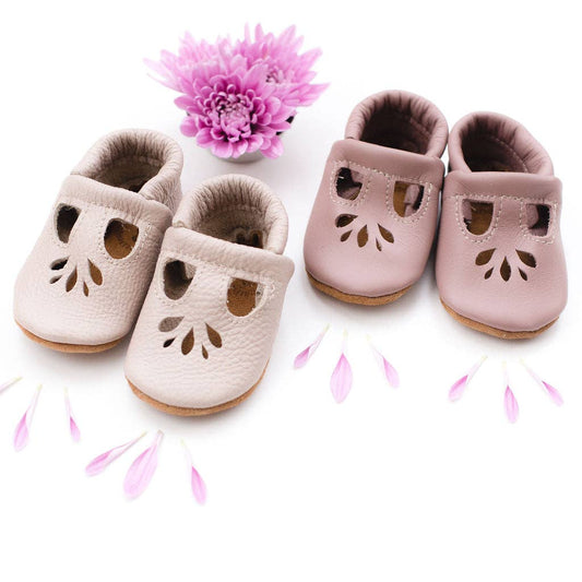 Dusty Rose & Oyster Pink LOTUS T-strap Shoes Baby and Toddler