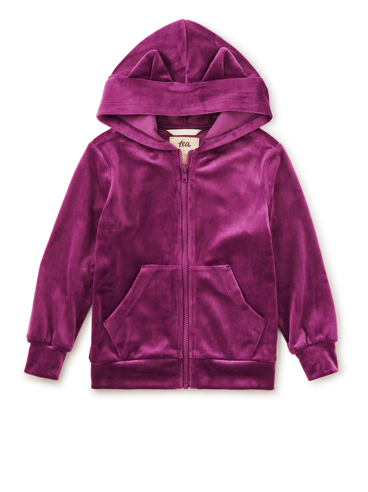 Cat Ears Velour Hoodie / Cosmic Berry