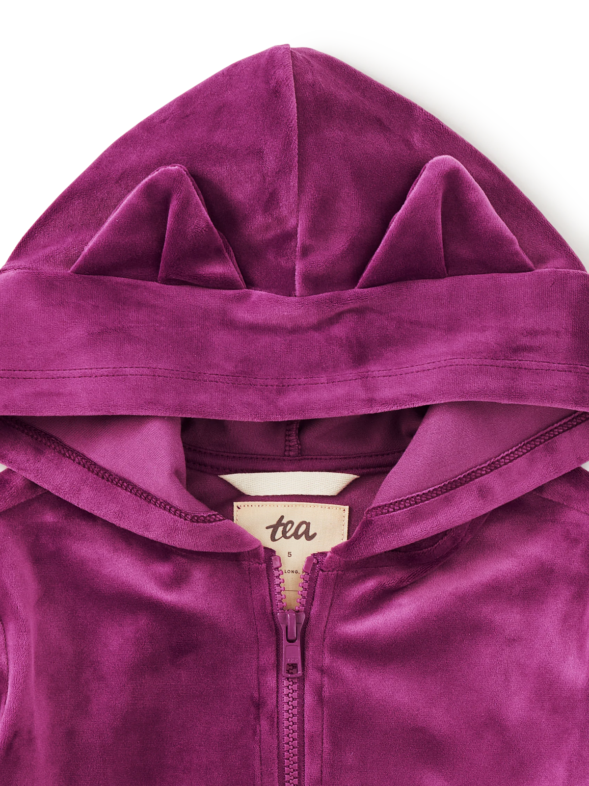 Cat Ears Velour Hoodie / Cosmic Berry