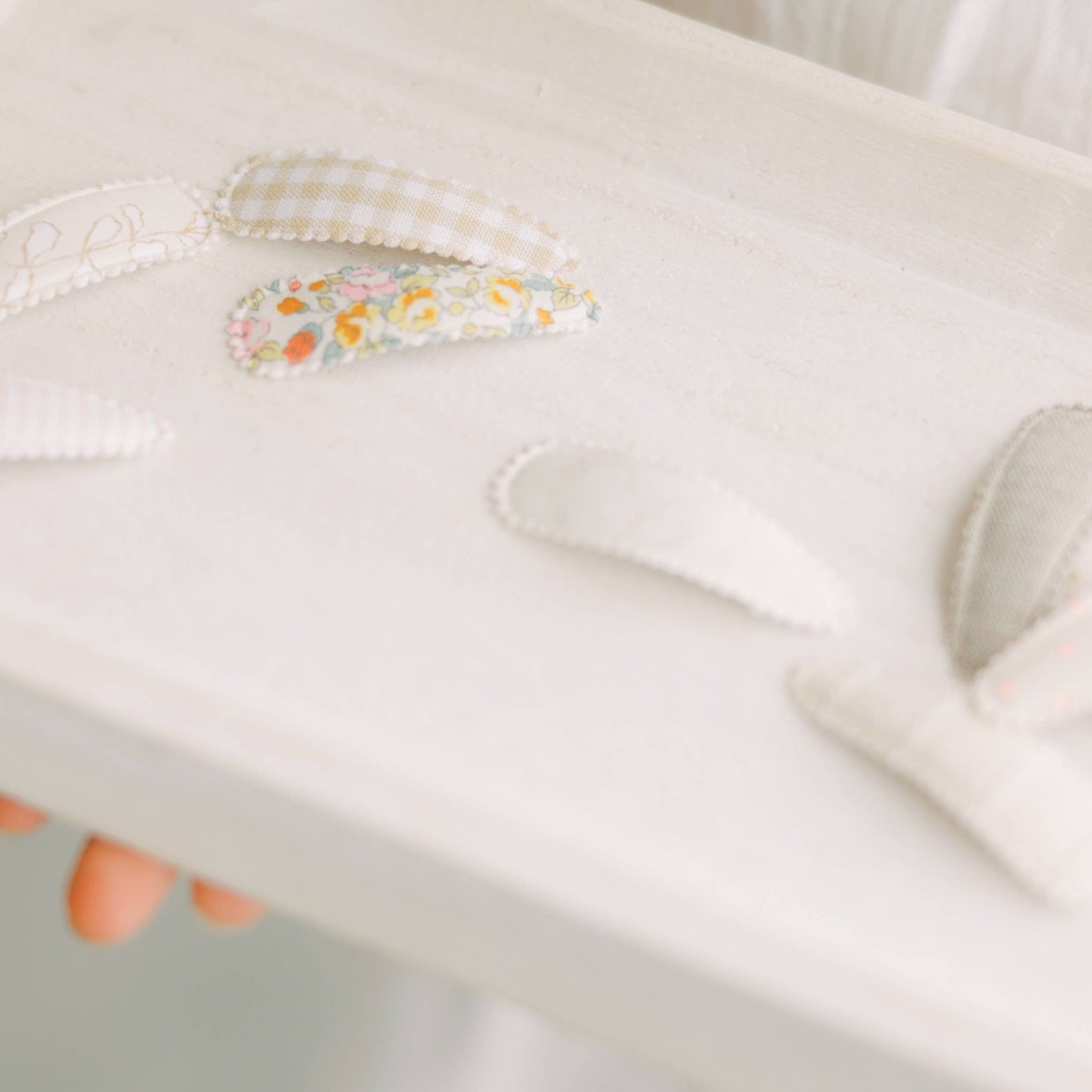 Quincy Navy Blue Floral Fabric Hair Clips