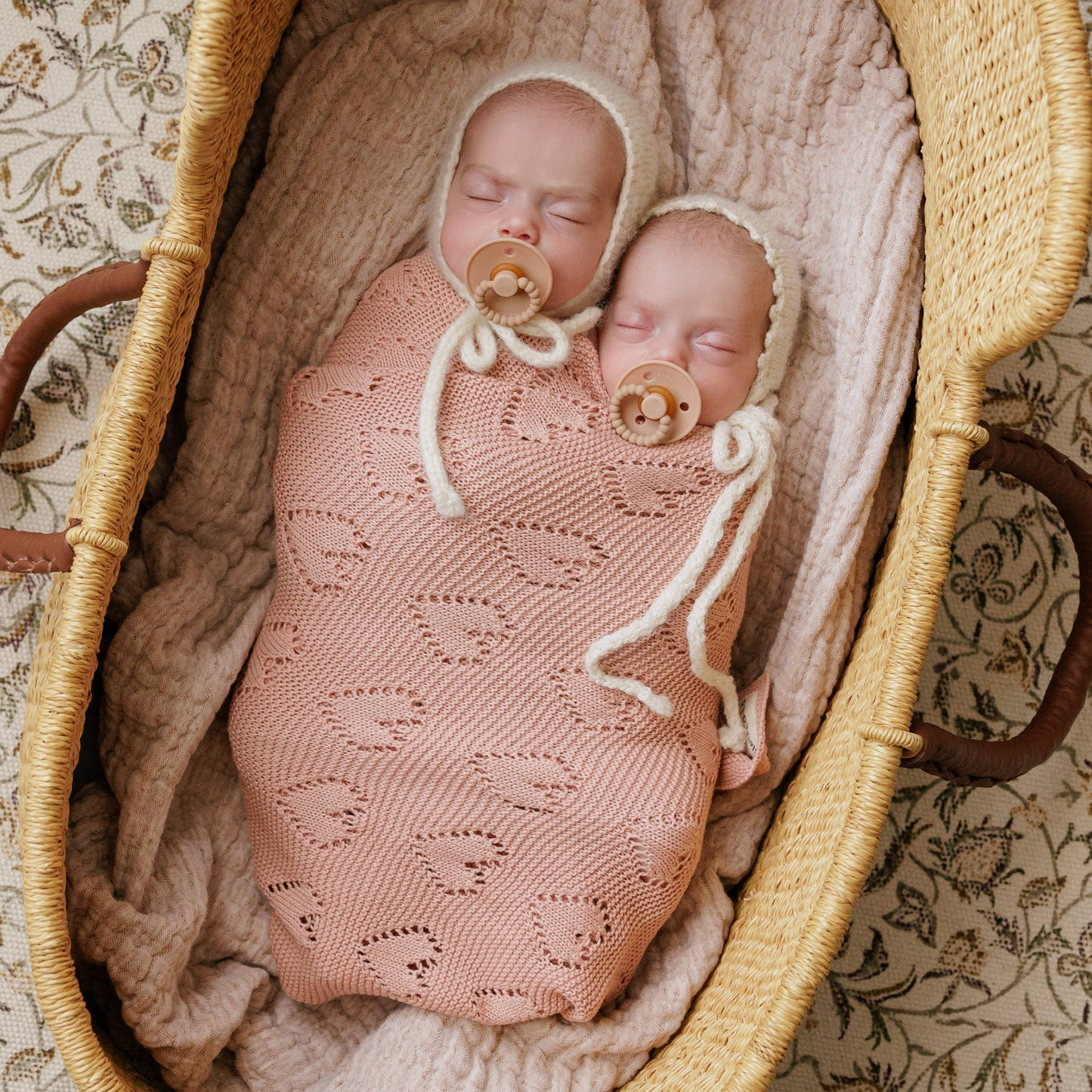 100% Luxury Cotton Receiving Swaddle Baby Blanket - Heart: Rose Pink