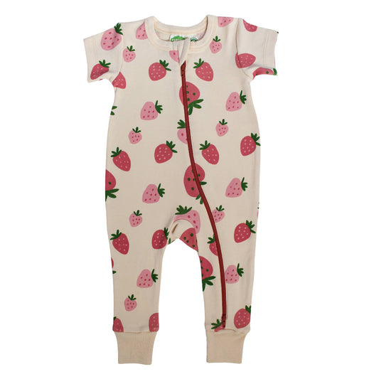 Signature Print '2-Way' Zip Romper - Short Sleeve