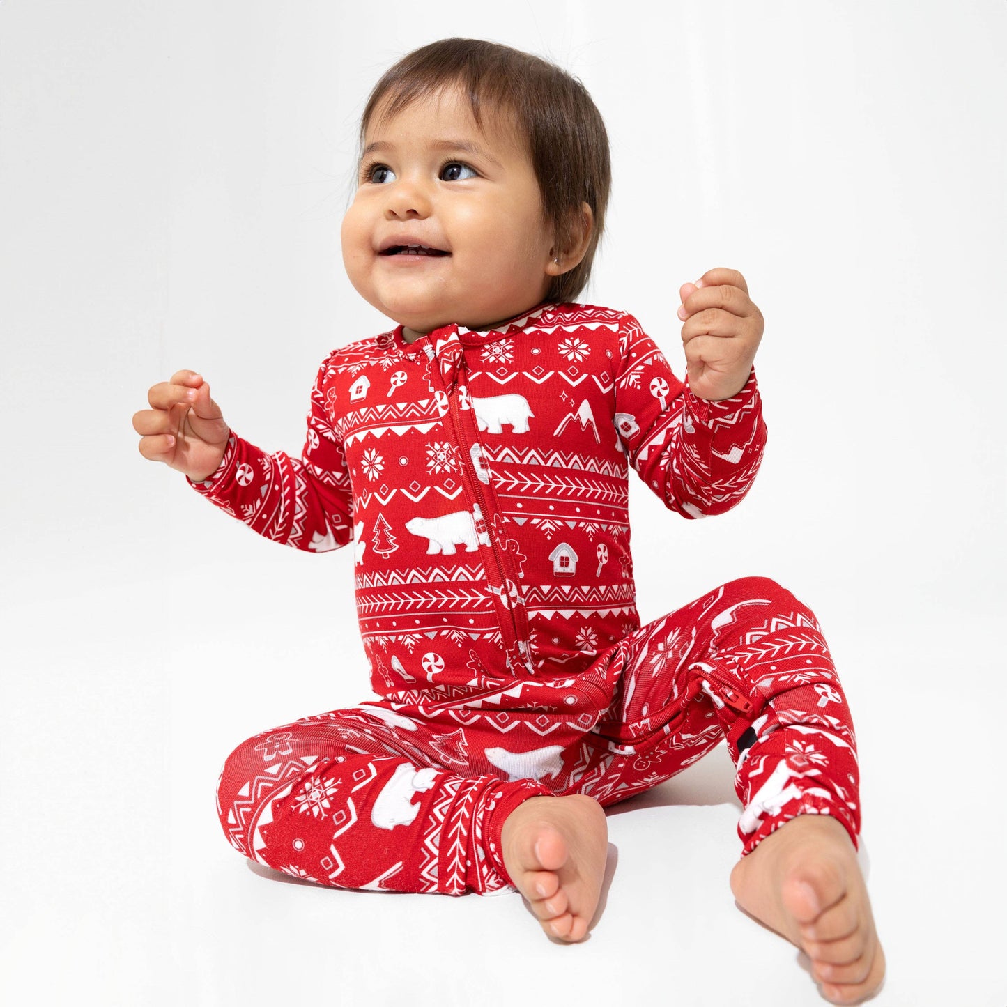 Christmas Pajamas: Polar Isle Red Bamboo Baby Sleepwear