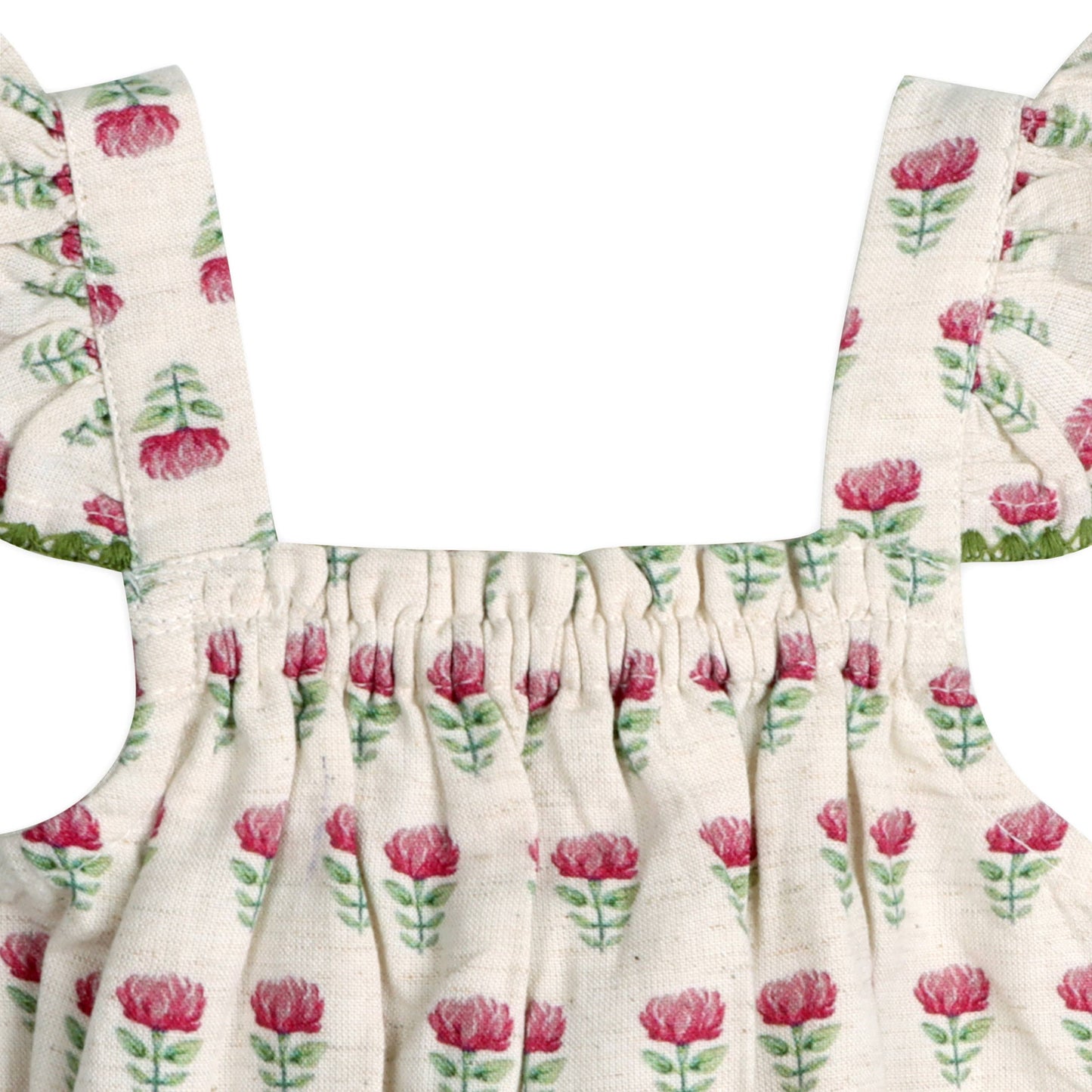Delaney Block Floral Baby Romper + Headband (Linen Blend)