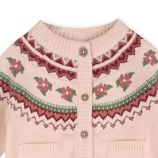 Lily Floral Fair Aisle Knit Baby Cardigan (Organic Cotton)