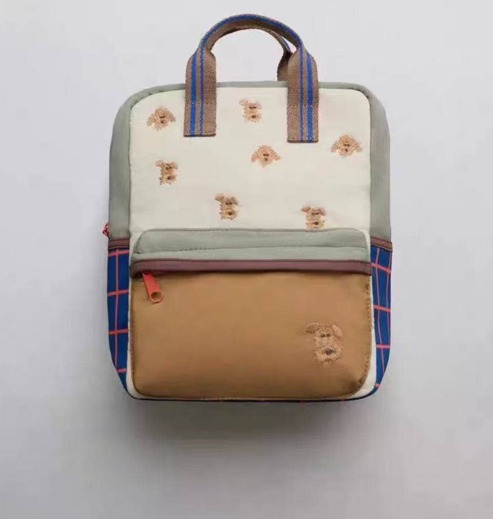 Children's Dog Embroidery Backpack - Waterproof Lightweight