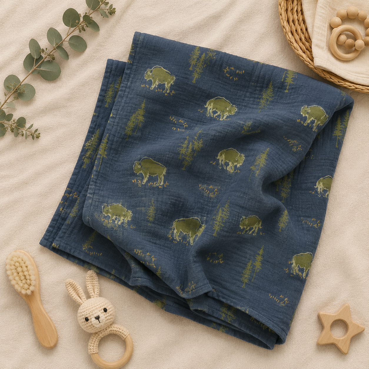 Free Range Bison Muslin Swaddle