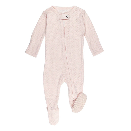 Organic Pointelle 2-Way Zipper Footie in Cotton Candy