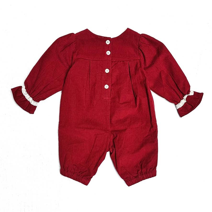 Embroidered Corduroy Festive Baby Jumpsuit (Organic)