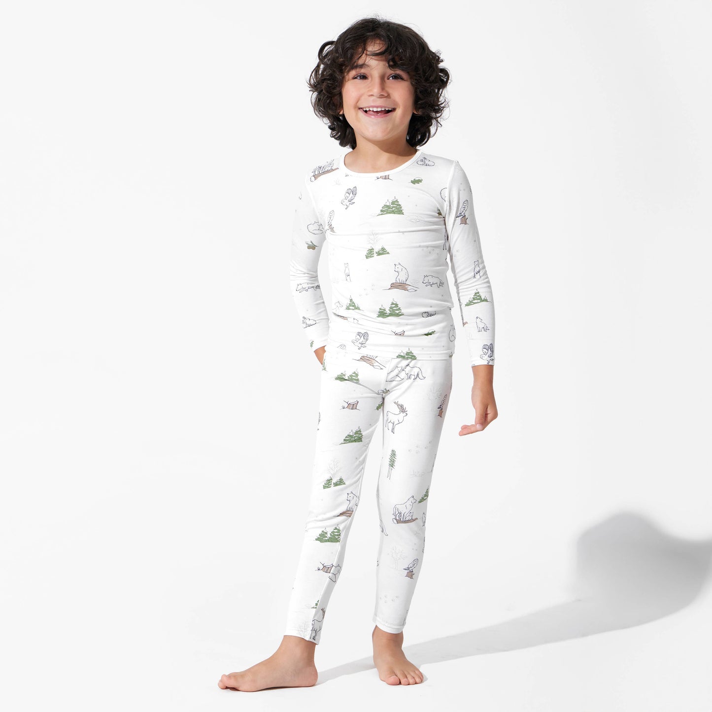 Christmas Winter Forest Animals Kids Bamboo Pajamas