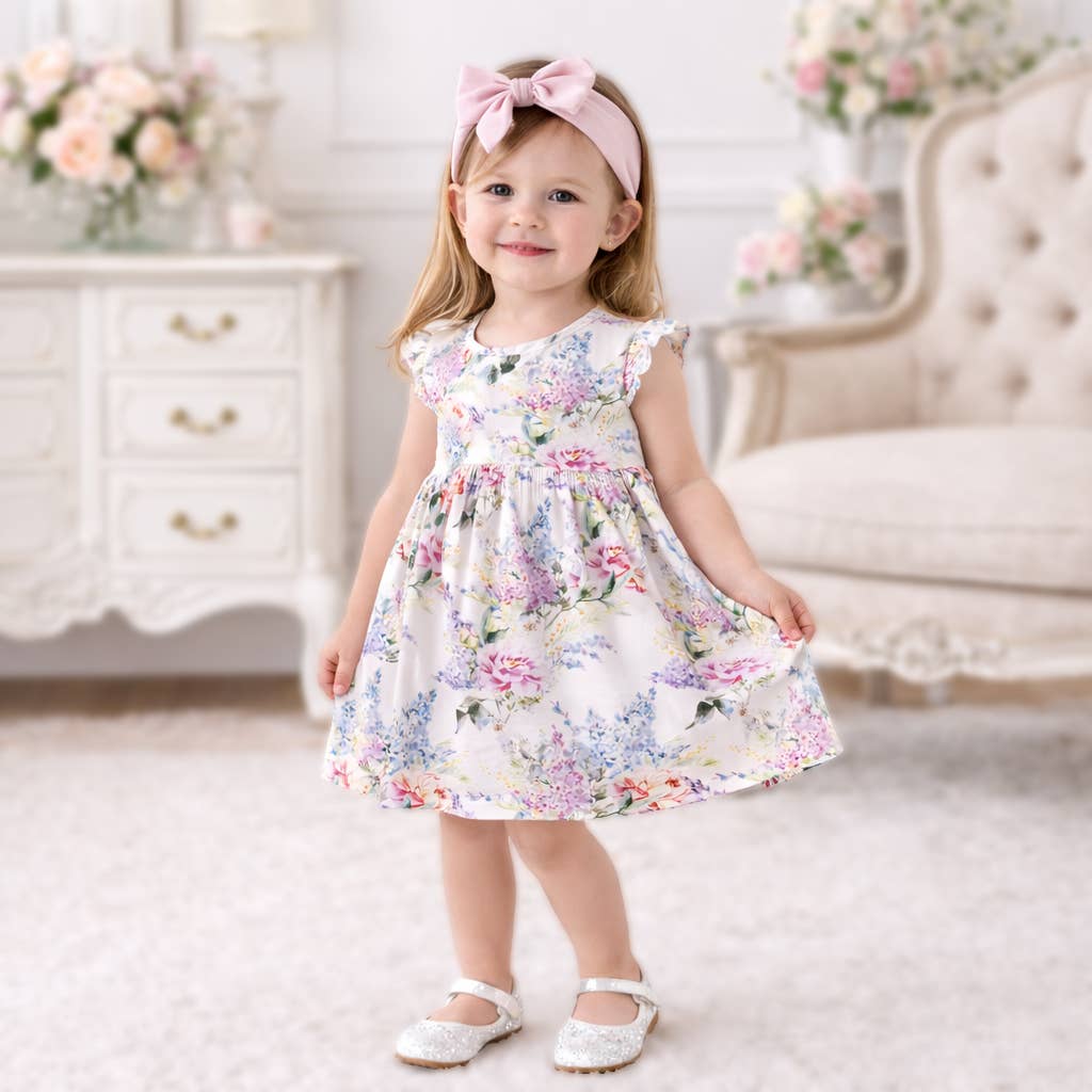 Dream Blossom Bamboo Baby Toddler Dress -Watercolor Floral