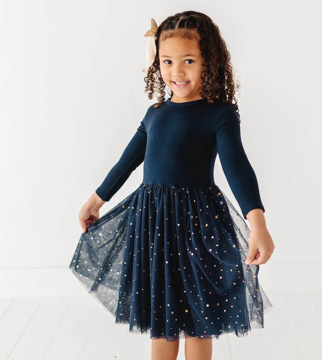 Kids Party Dress - Girls Navy Tulle Holiday Dress - Esme