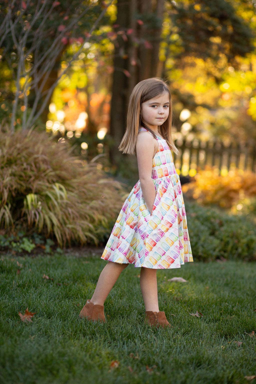 Cross Back Twirly Dress in Popsicles