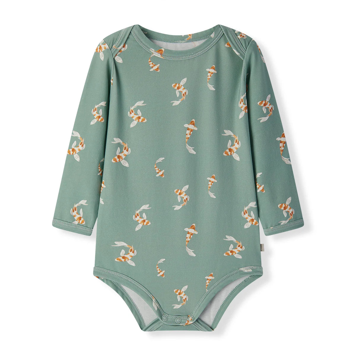 Cotton Stretch Long Sleeve One Piece Pant Set | Swimming Koi