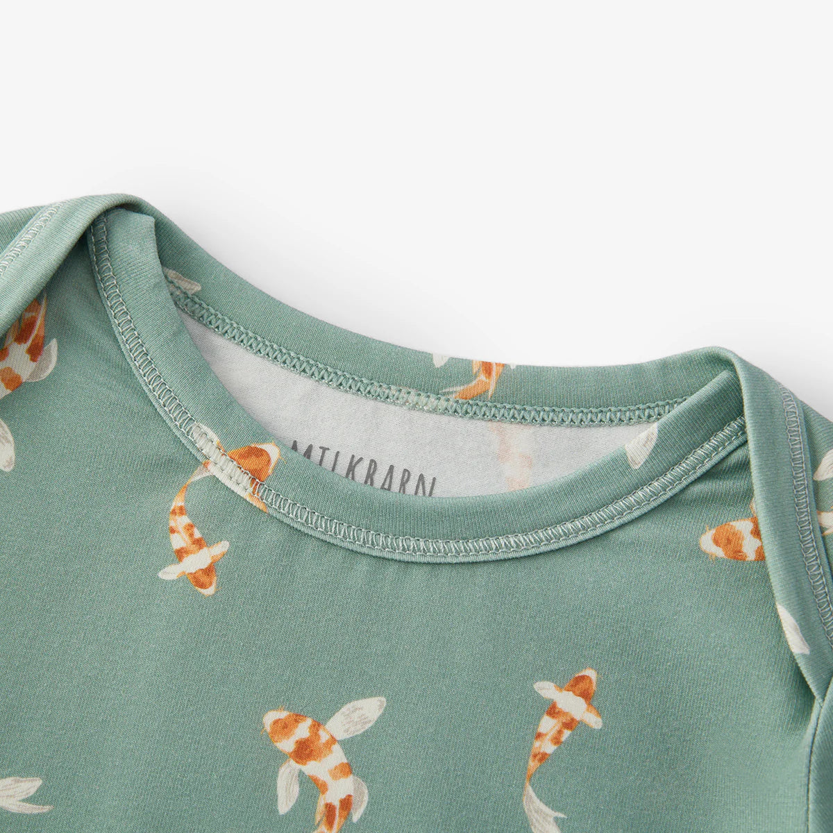 Cotton Stretch Long Sleeve One Piece Pant Set | Swimming Koi