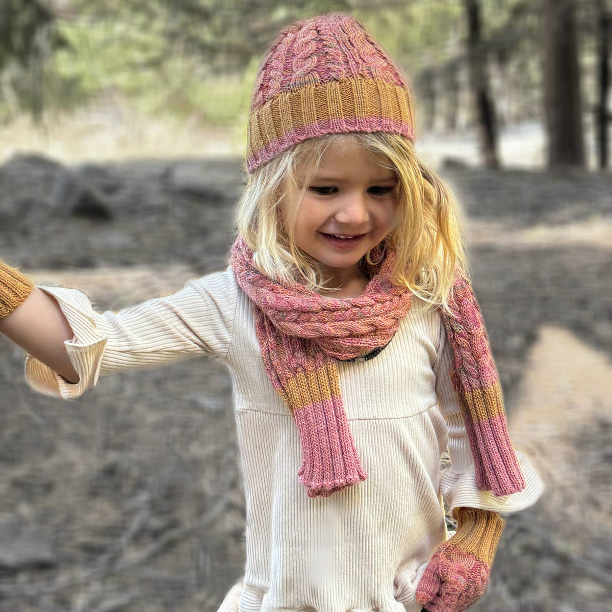 Kid's Alpaca Beanie Hat - Braided - Sunny Swirl