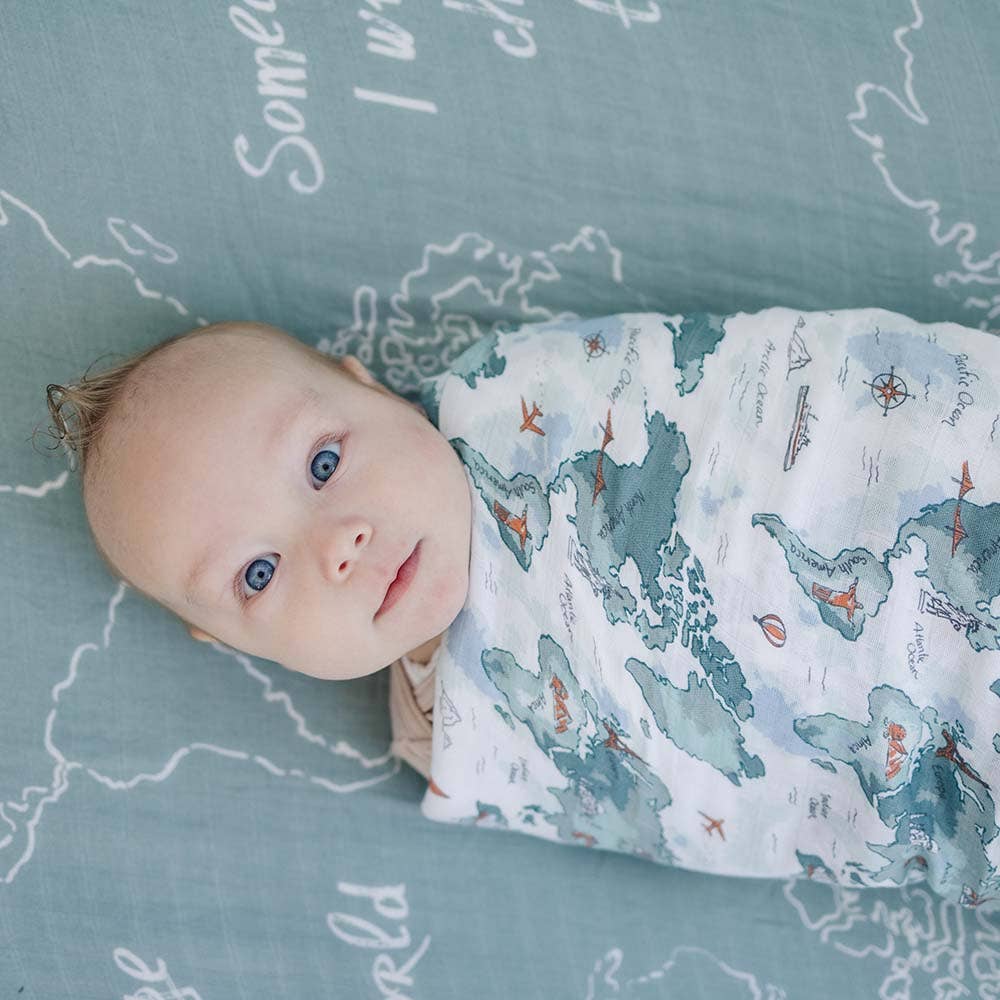 World Map + Someday Muslin Swaddle Blanket Set