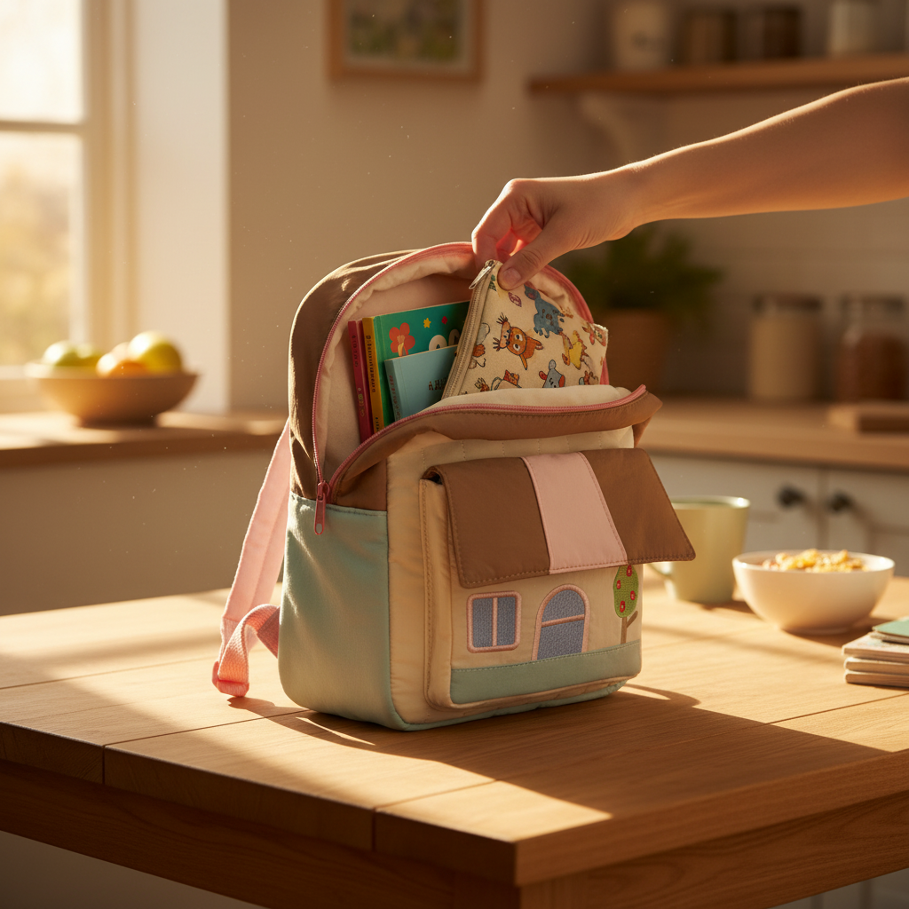 Adorable Floral Fruit Pattern Corduroy Kids Backpack