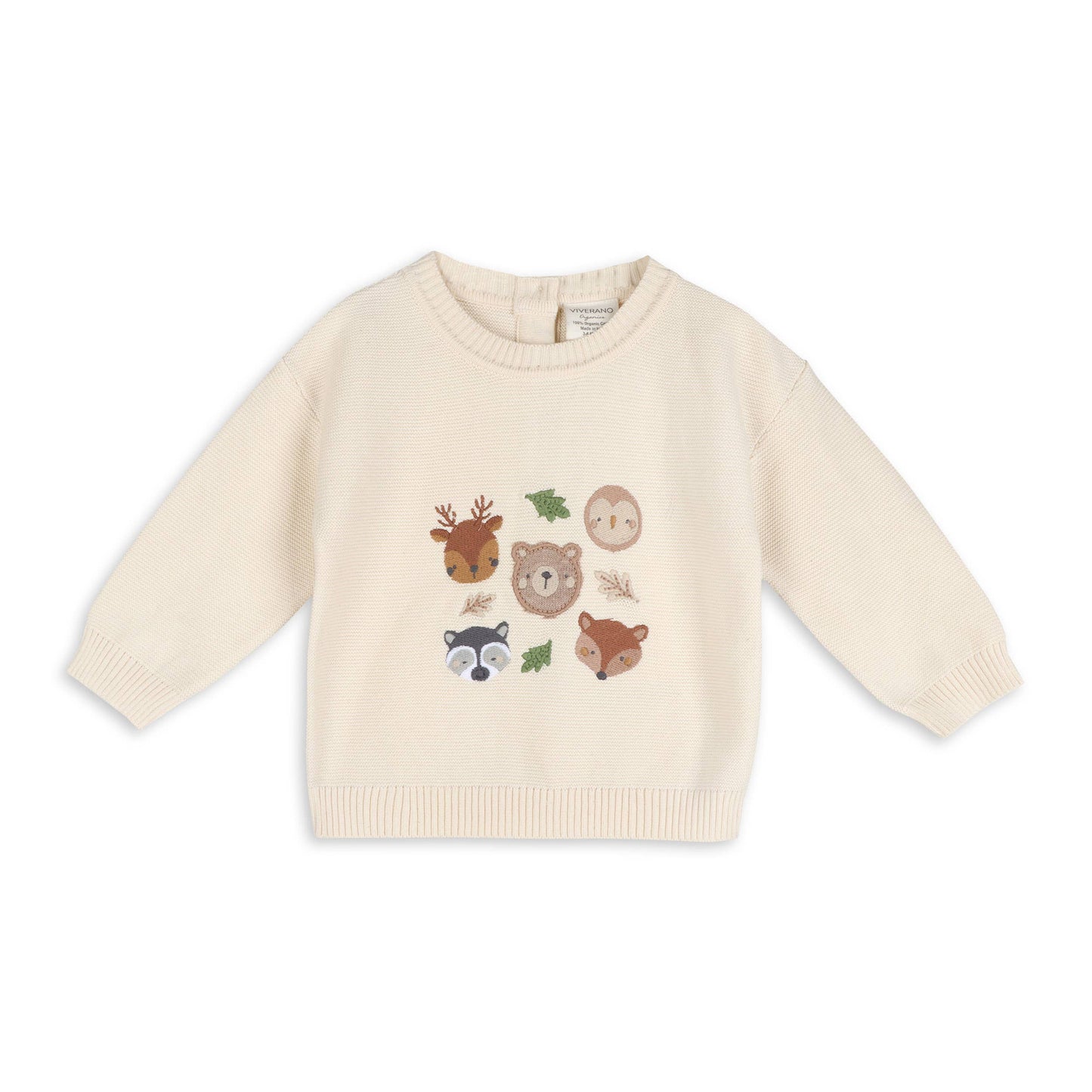 Woodland Animals Knit Baby Pullover (Organic Cotton)