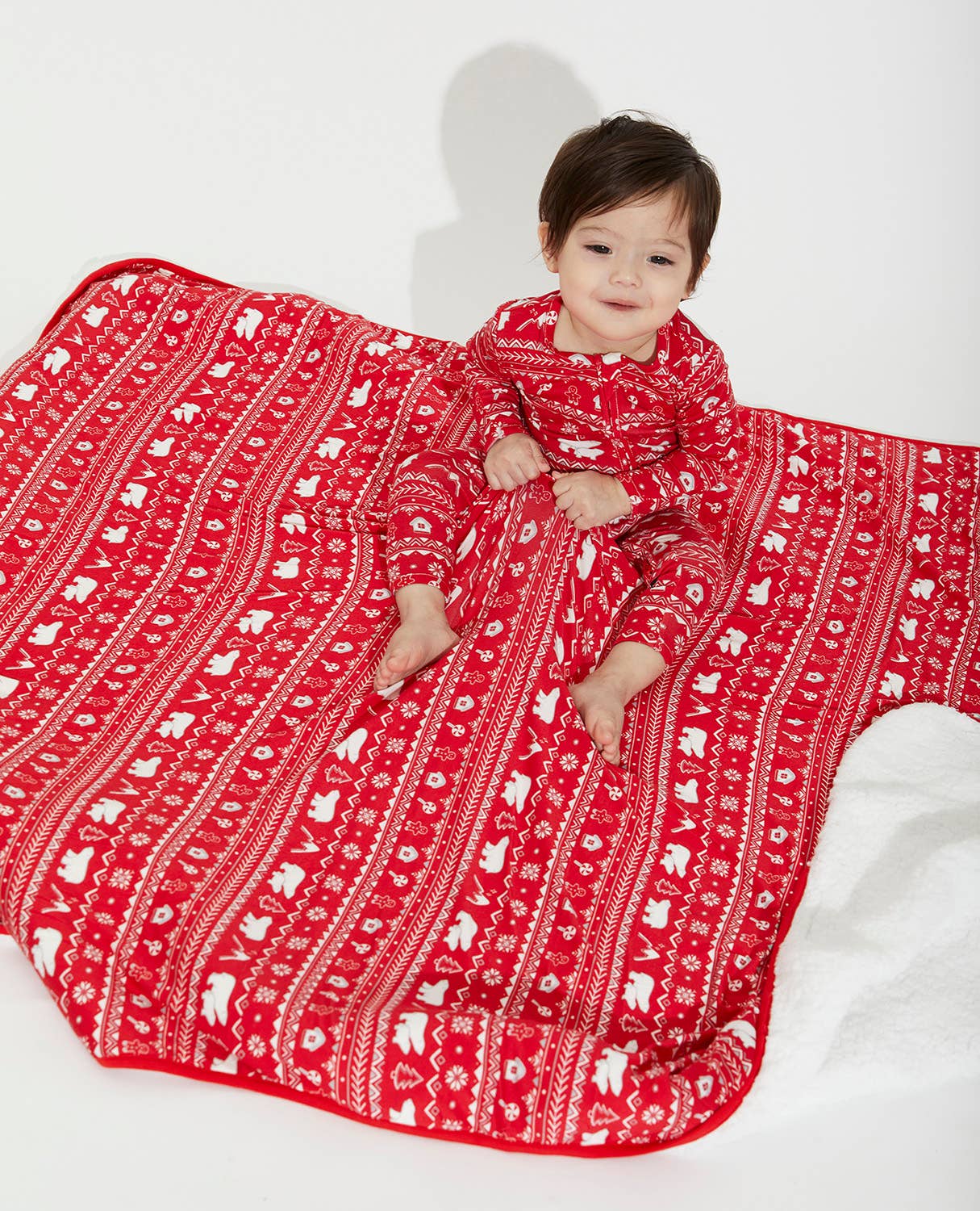 Christmas Pajamas: Polar Isle Red Bamboo Baby Sleepwear