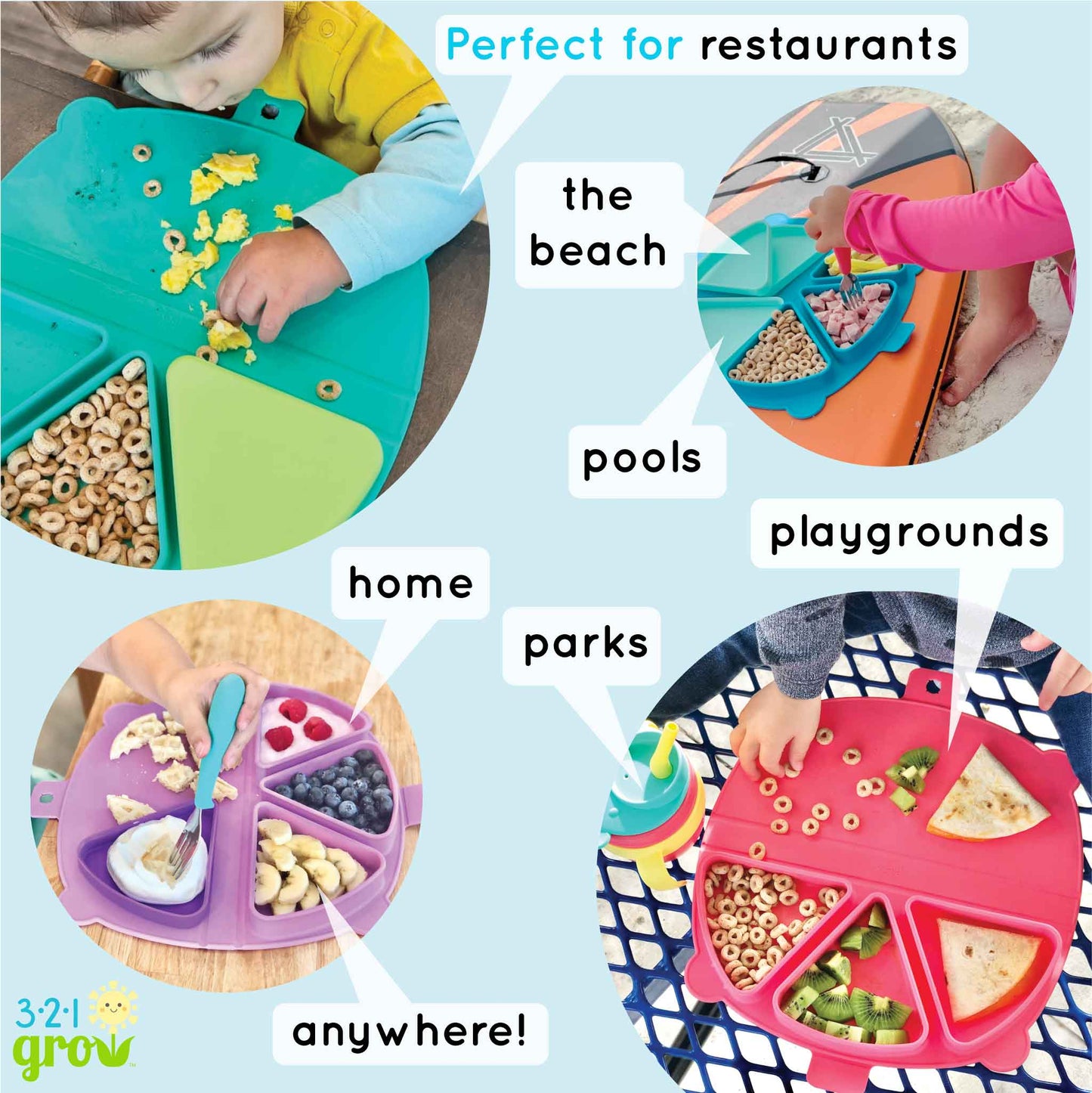 321 Grow On-the-Go Silicone Snack Mat - Cotton Candy