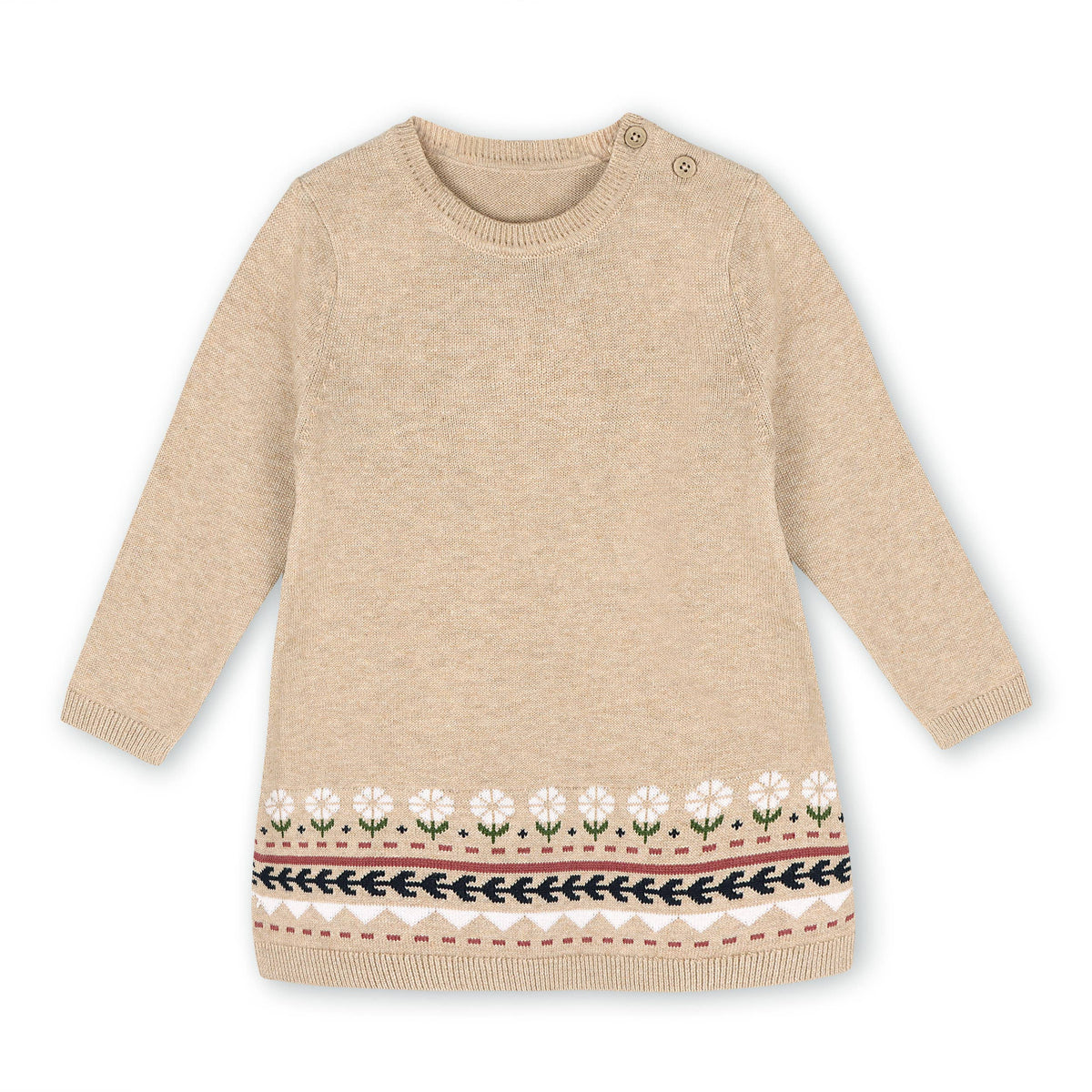 Fair Isle Baby Girl Sweater Knit Dress (Organic Cotton)
