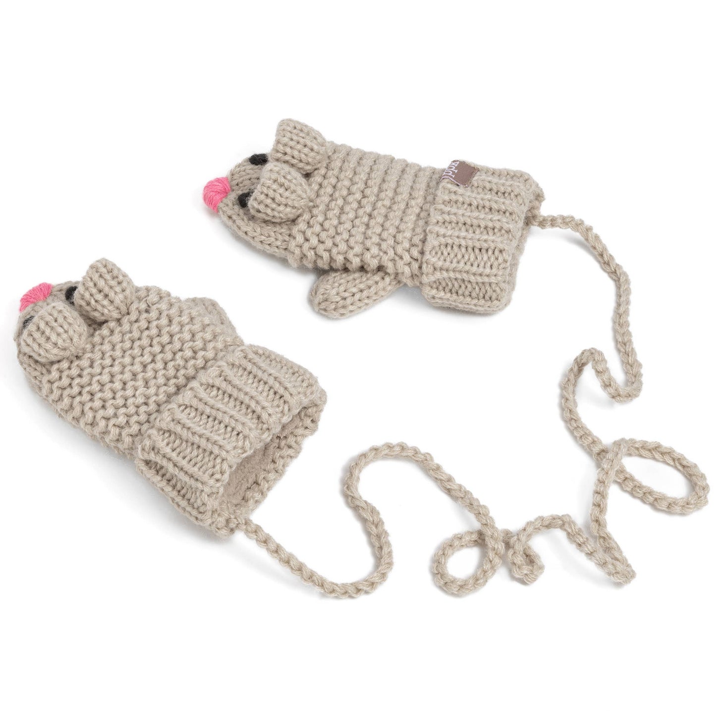 Knitted Mouse Mittens- Toddler / Little Kids - Oat Beige