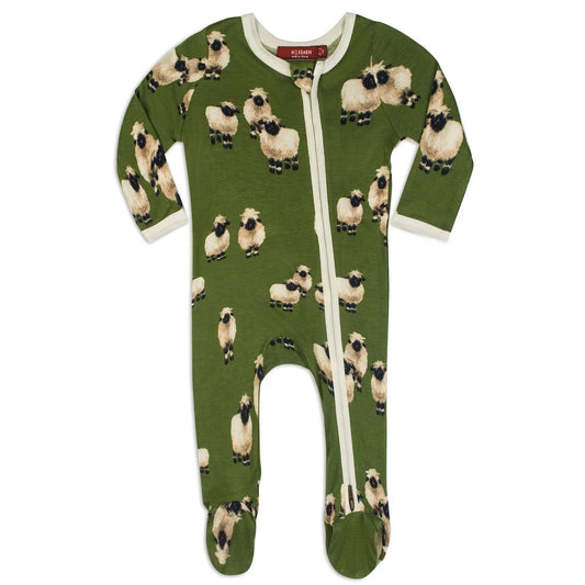 BAMBOO ZIPPER FOOTED ROMPER VALAIS SHEEP