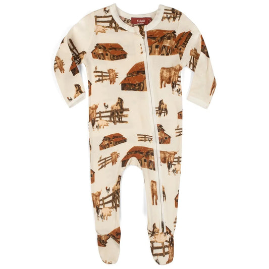 ORGANIC ZIPPER FOOTED ROMPER HOMESTEAD