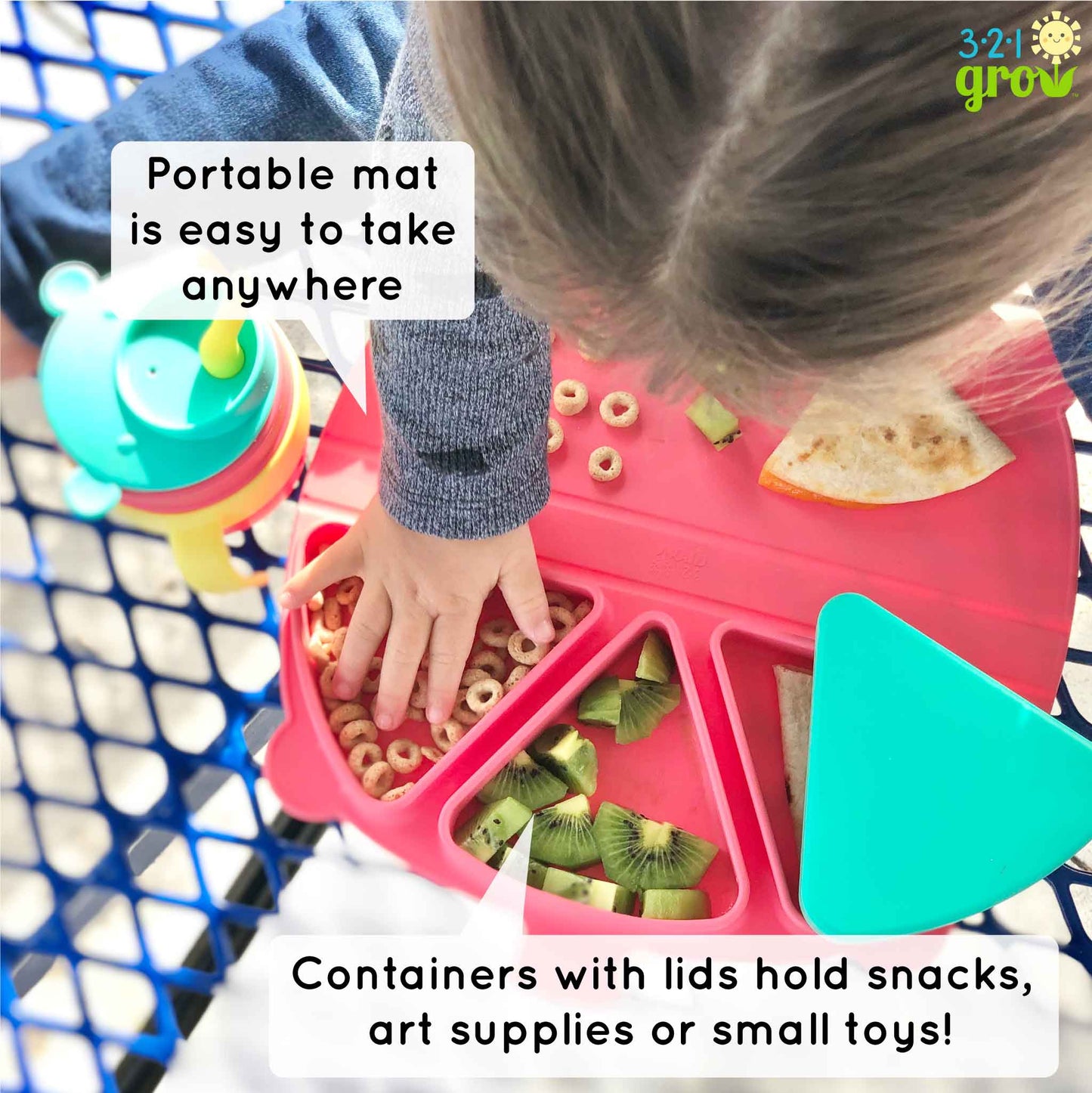 321 Grow On-the-Go Silicone Snack Mat - Cotton Candy