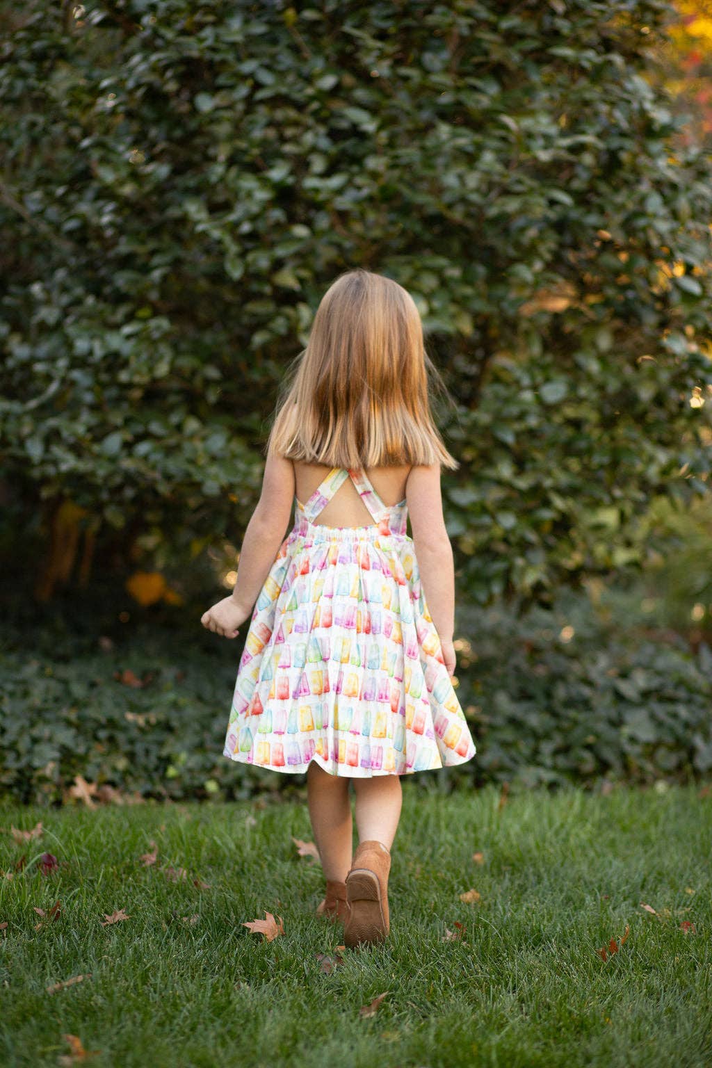 Cross Back Twirly Dress in Popsicles