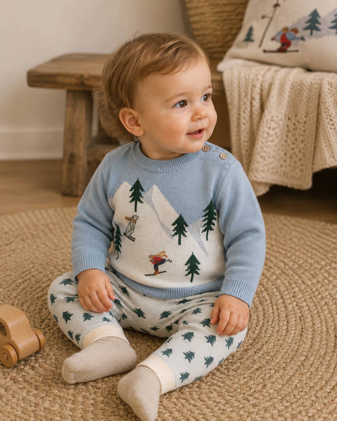 Ski Knit Baby Pullover Sweater & Pant Set (Organic Cotton)